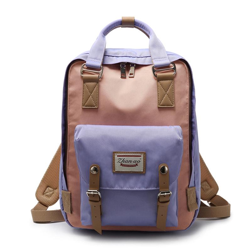 Large Capacity Colorblock Waterproof Backpack – School & Travel Laptop Bag