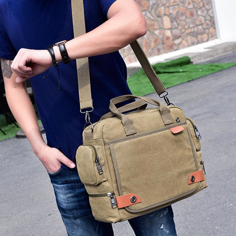 Messenger Bag for Men – Casual Canvas Multi-Pocket Crossbody Bag with Adjustable Strap