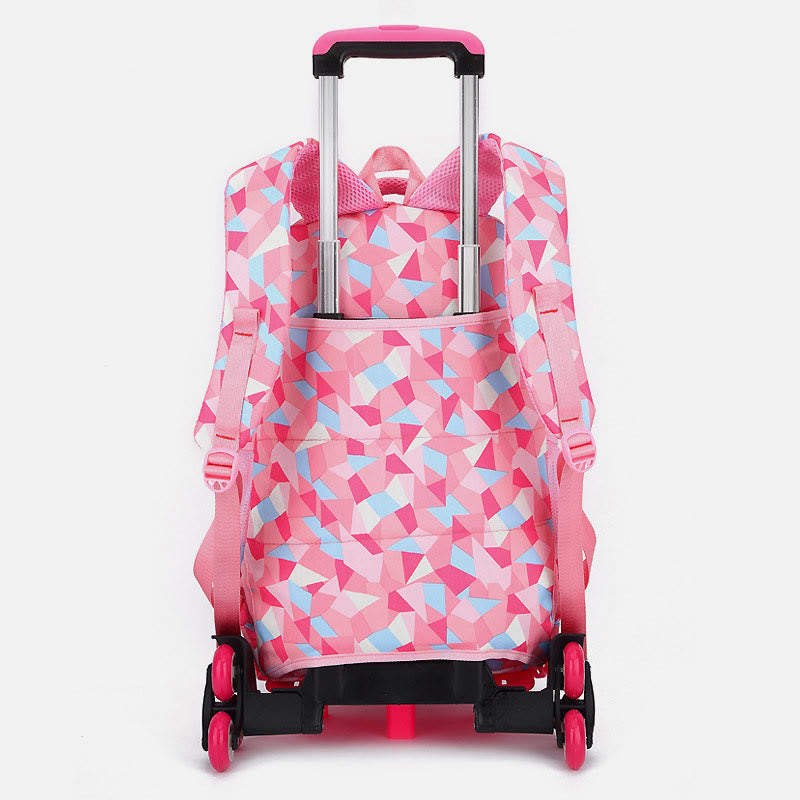 Rolling Wheels School Bag for Girls – Colorful Printing Backpack with Adjustable Straps & Two-Wheel Design