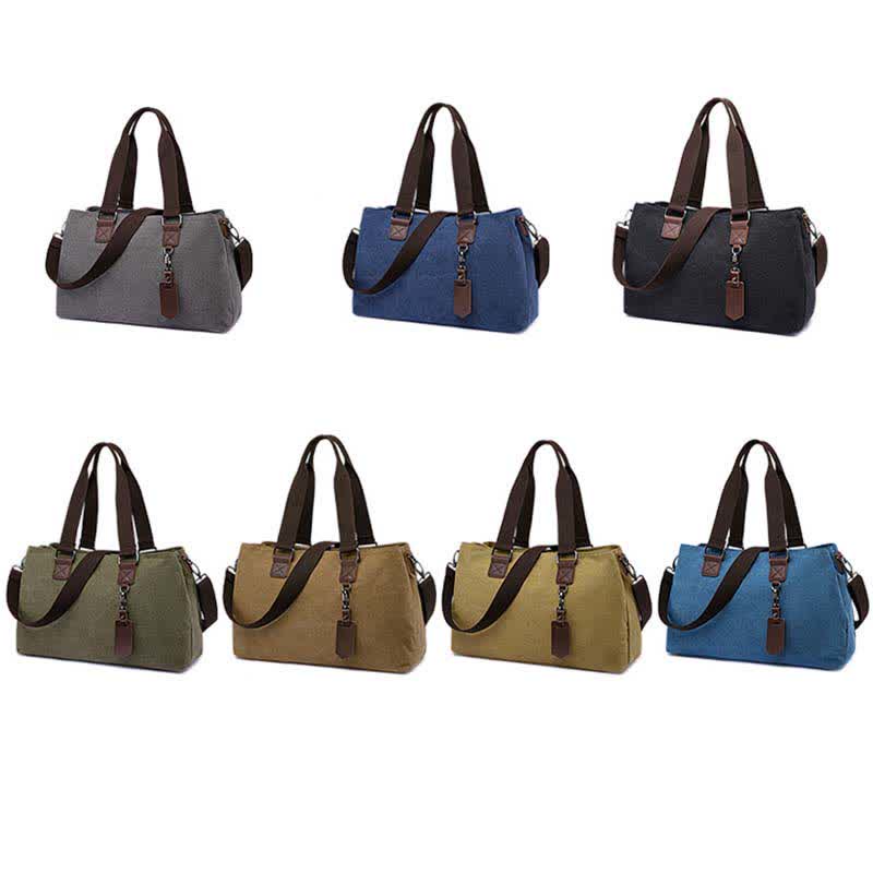 Triple Compartment Canvas Tote Handbag | Multifunction Casual Crossbody Shoulder Purse