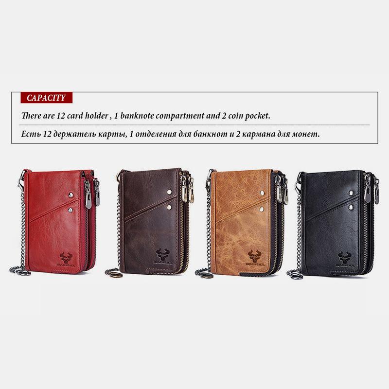 RFID Anti - theft Genuine Leather Multi - slot Bifold Wallet for Men - Stylish Business Wallet - VOTVO