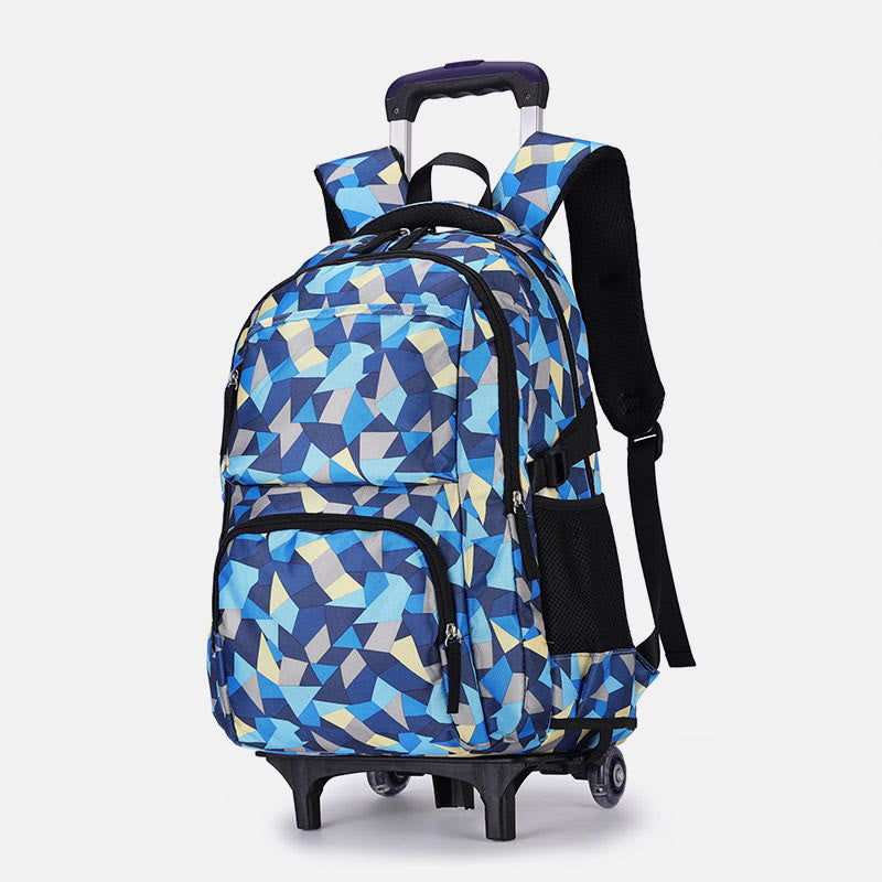 Rolling Wheels School Bag for Girls – Colorful Printing Backpack with Adjustable Straps & Two-Wheel Design