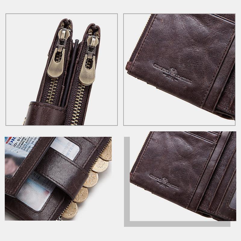 RFID Anti - Theft Large Capacity Genuine Leather Wallet with Chain – Secure & Stylish - VOTVO