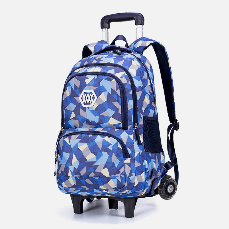 Rolling Wheels School Bag for Girls – Colorful Printing Backpack with Adjustable Straps & Two-Wheel Design