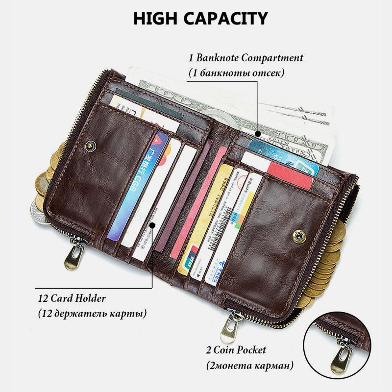 RFID Anti - theft Genuine Leather Multi - slot Bifold Wallet for Men - Stylish Business Wallet - VOTVO
