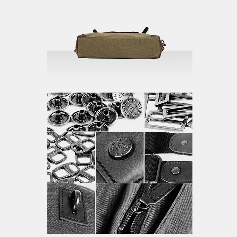 Messenger Bag for Men – Canvas Vintage Crossbody Handbag with Crazy Horse Leather, Casual Business Document Bag - VOTVO