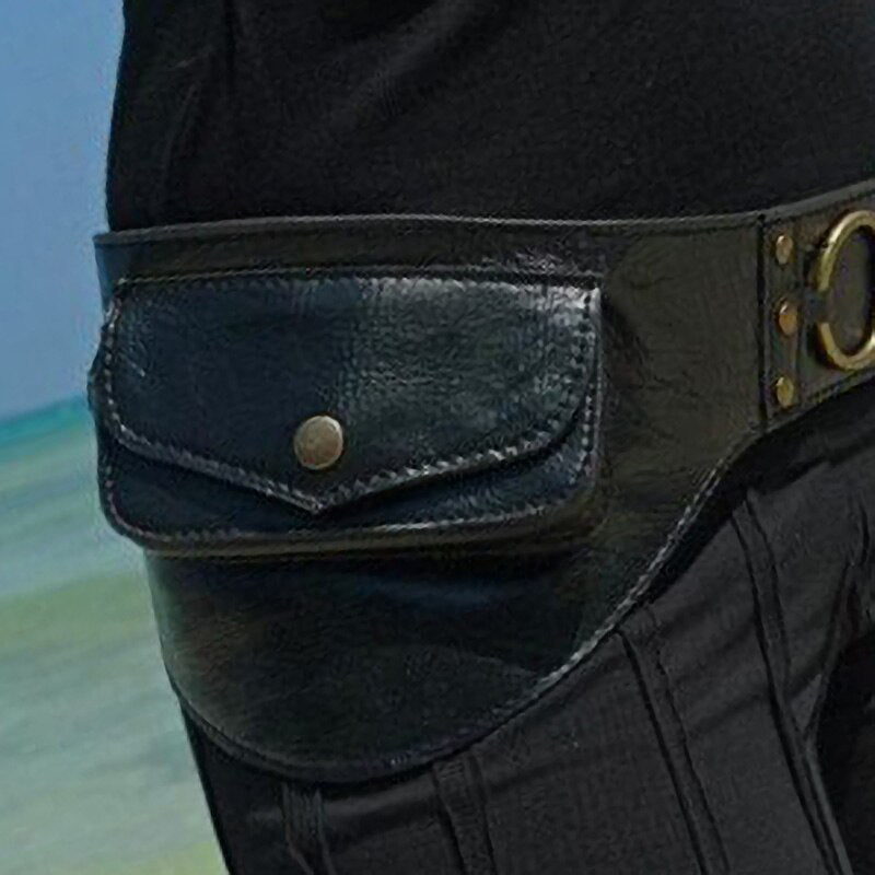 Medieval Unisex Boho Leather Utility Belt Bag - Waist Bag & Phone Pouch - VOTVO