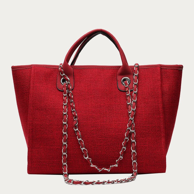 Crossbody Canvas Tote for Women – Chain Strap Bucket Bag - VOTVO