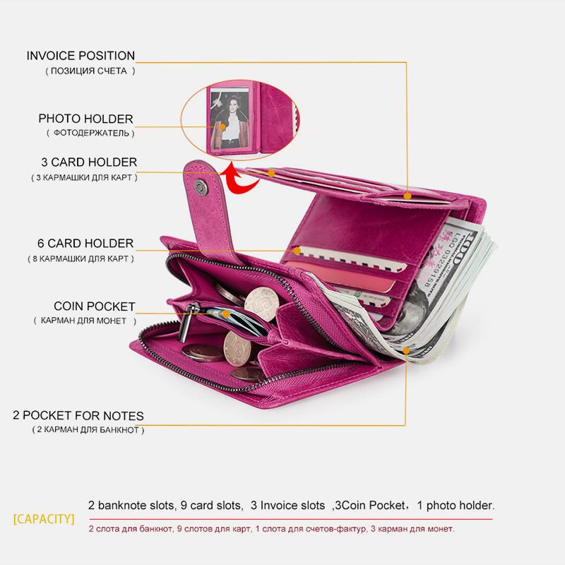 RFID GenuineLeather Multi - Card Buckle Wallet - VOTVO