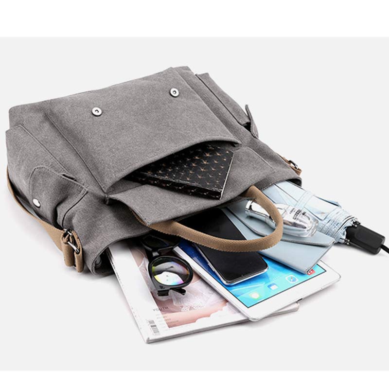 Large Capacity Women’s Canvas Tote – Casual Crossbody Shoulder Handbag Messenger Bag