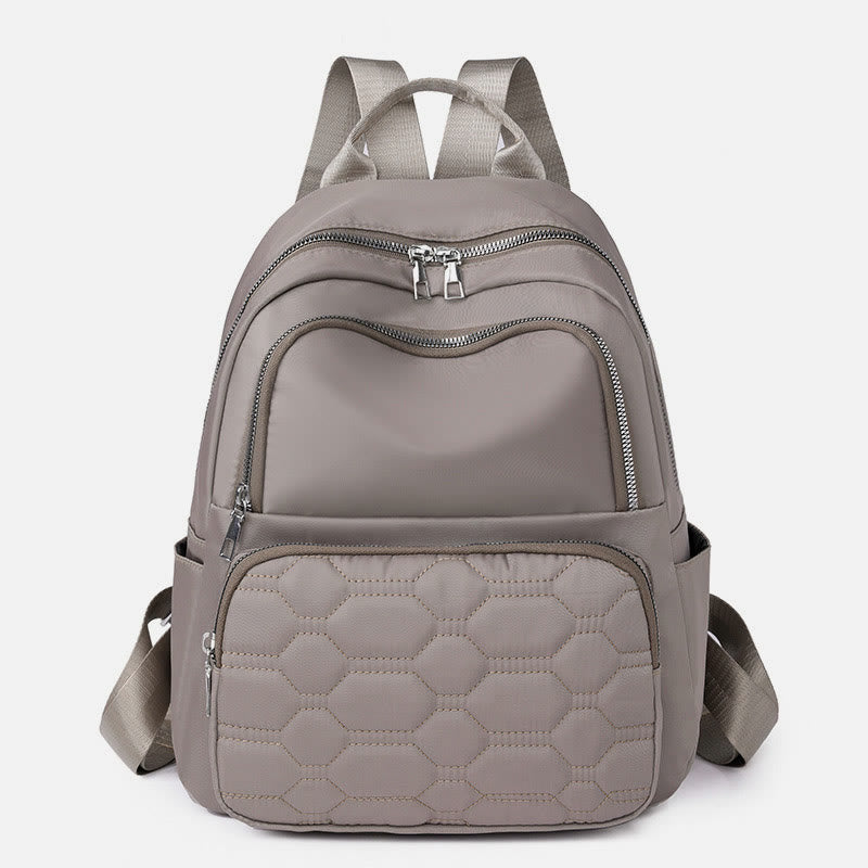 Quilted Nylon Backpack for Women – Stylish Solid Color Travel Daypack
