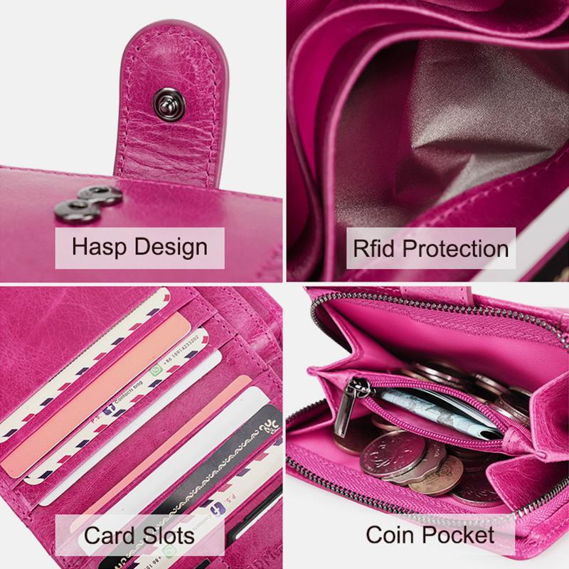 RFID GenuineLeather Multi - Card Buckle Wallet - VOTVO
