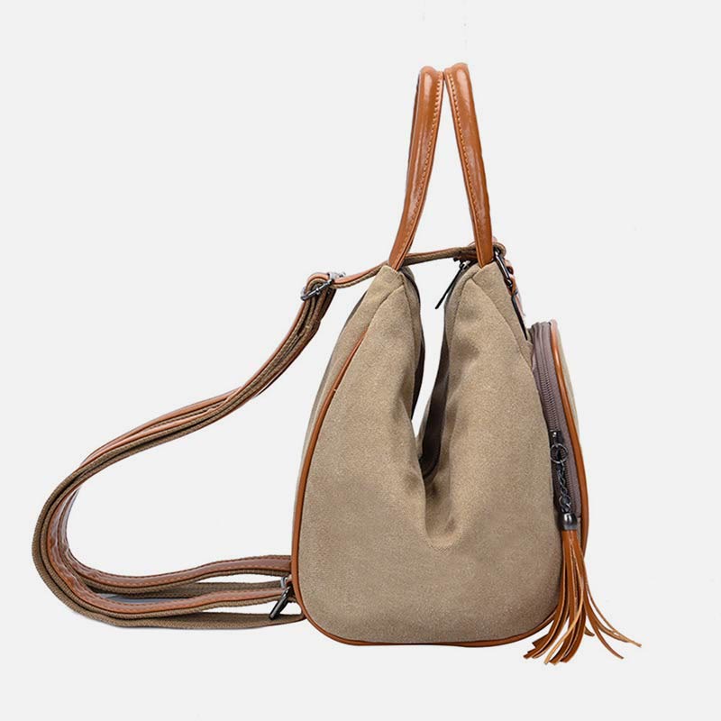 Zaino multifunzionale da donna con decorazione a nappa – Zaino da viaggio in tela resistente