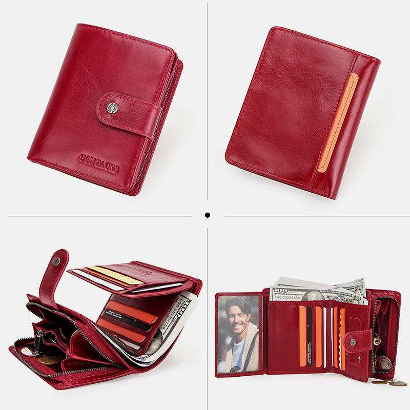 RFID GenuineLeather Multi - Card Buckle Wallet - VOTVO