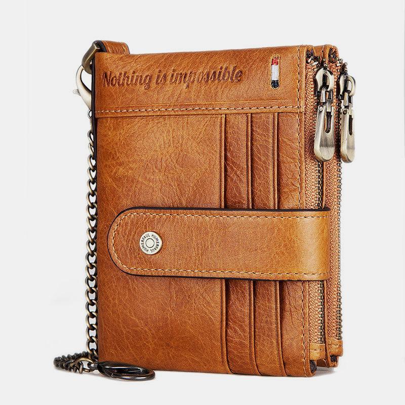 RFID Anti - Theft Large Capacity Genuine Leather Wallet with Chain – Secure & Stylish - VOTVO