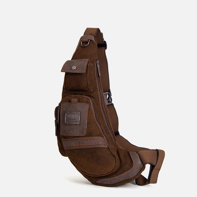 Large Canvas Chest Bag – Men’s Outdoor Sports Crossbody Sling Backpack
