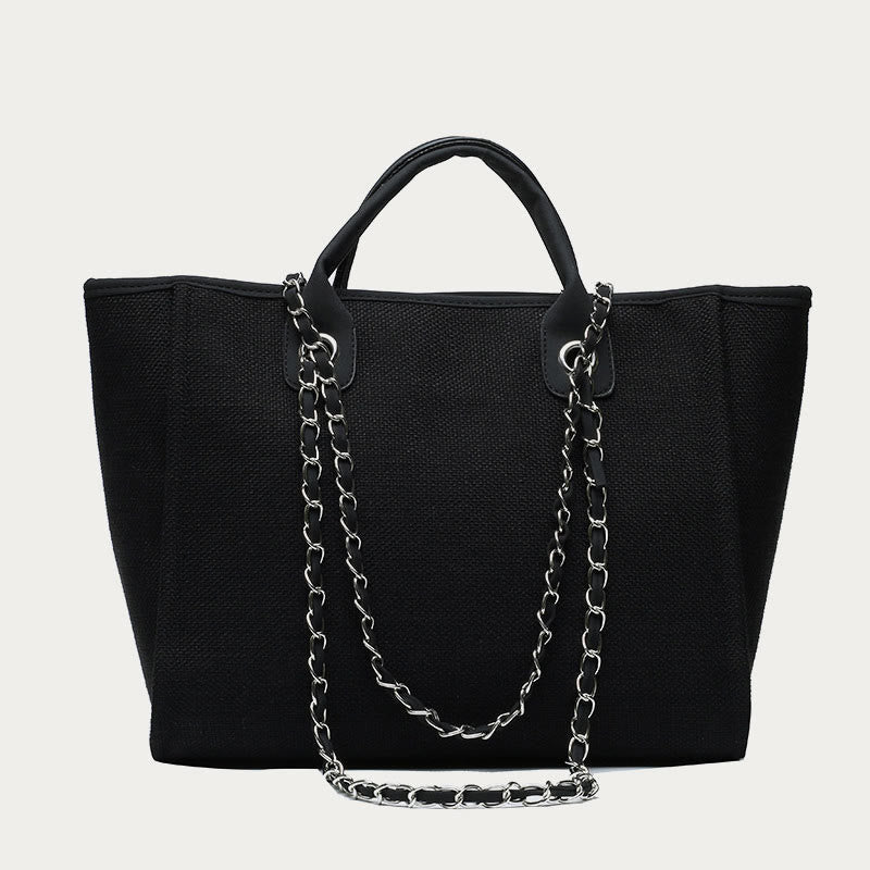Crossbody Canvas Tote for Women – Chain Strap Bucket Bag - VOTVO