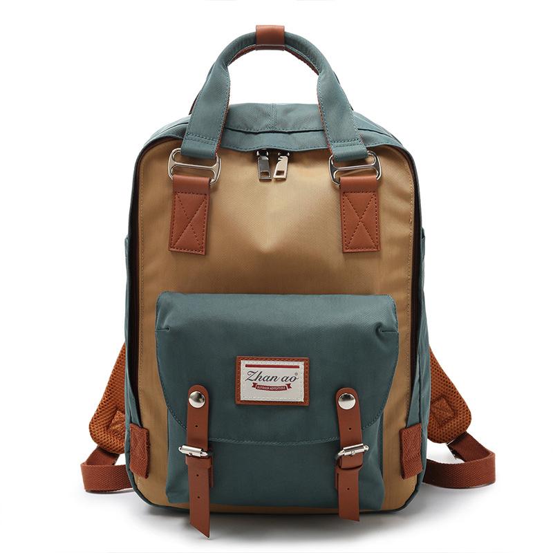 Large Capacity Colorblock Waterproof Backpack – School & Travel Laptop Bag