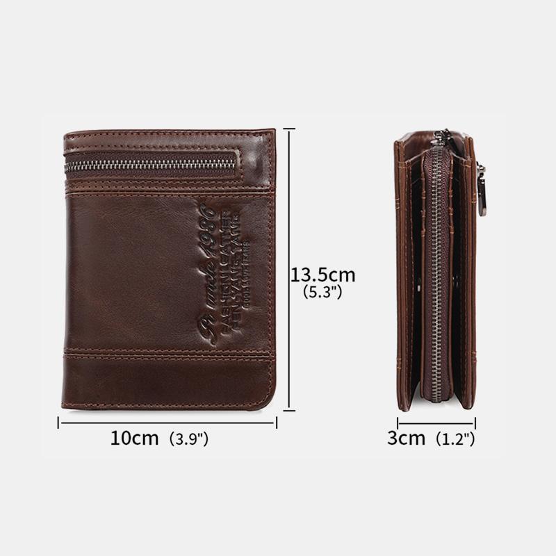 Portafoglio bifold RFID di grande capacità per uomo - Retro in vera pelle con 20 scomparti per carte e tasche con cerniera