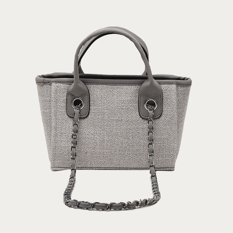 Crossbody Canvas Tote for Women – Chain Strap Bucket Bag