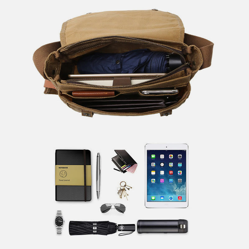 Retro Waterproof Canvas Crossbody Bag for Men – Commuter Messenger Purse