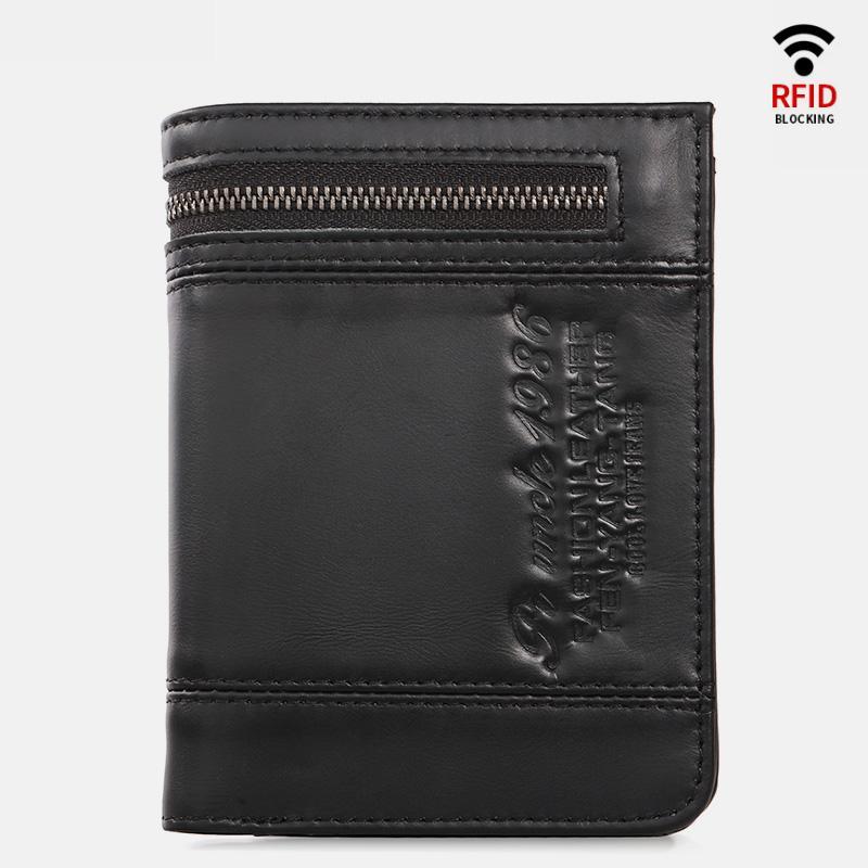 Portafoglio bifold RFID di grande capacità per uomo - Retro in vera pelle con 20 scomparti per carte e tasche con cerniera