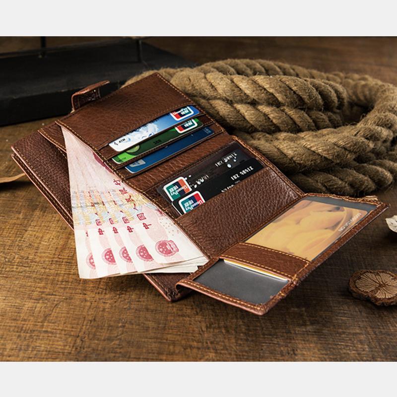 Premium Real Leather Large Capacity Vertical Wallet for Men – Slim, Durable & Stylish