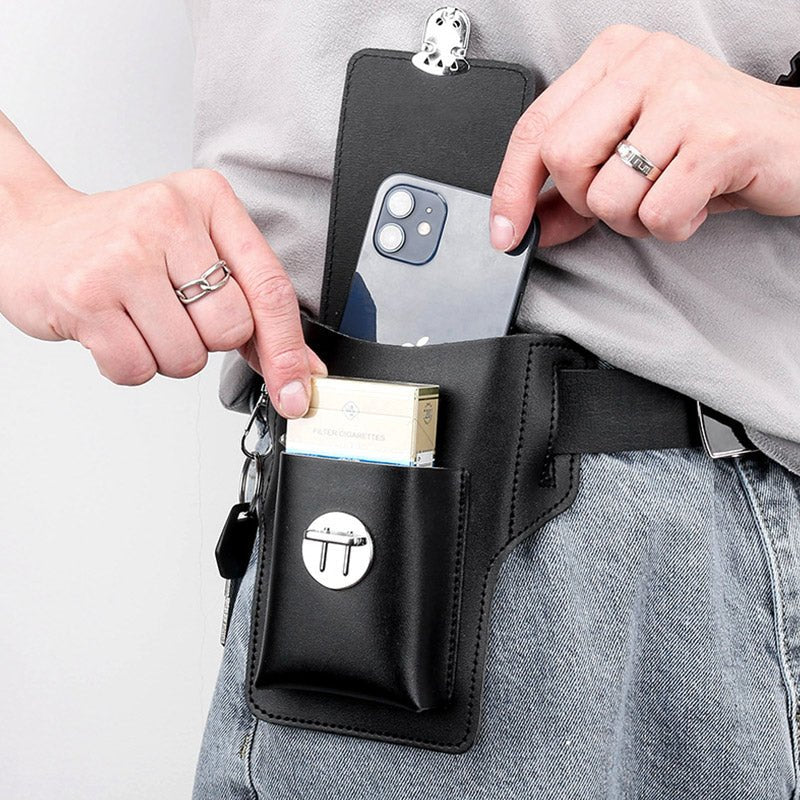 Leather Phone Pouch for Belt Universal Smartphone Holster Waist Bag - VOTVO
