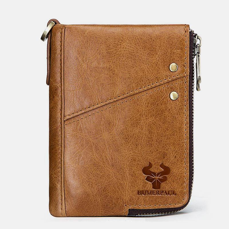 RFID Anti - theft Genuine Leather Multi - slot Bifold Wallet for Men - Stylish Business Wallet - VOTVO