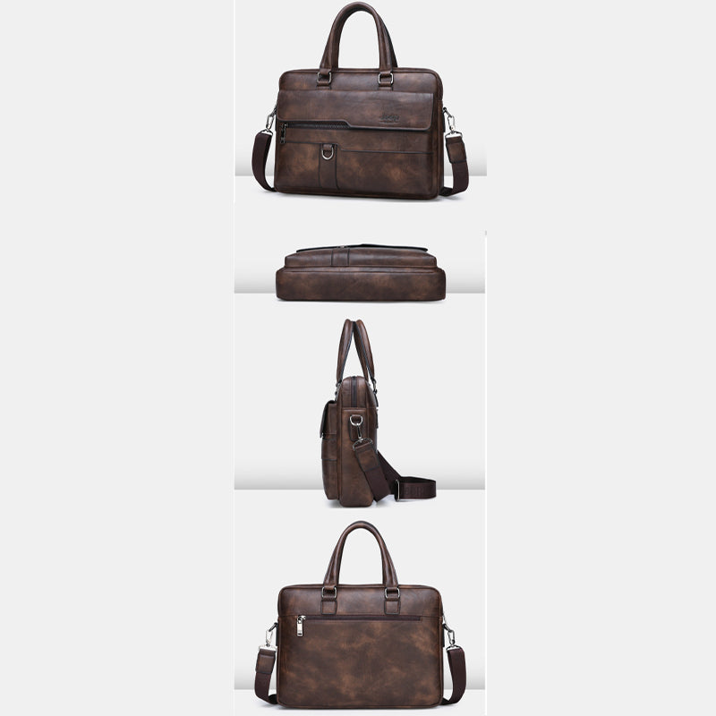 Lightweight PU Leather Messenger Bag – Slim Business Briefcase for Men