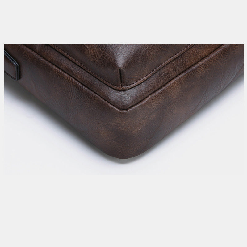 Lightweight PU Leather Messenger Bag – Slim Business Briefcase for Men