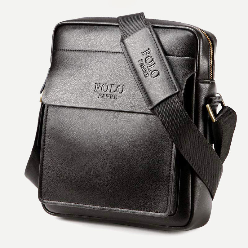 Men's Leather Crossbody Messenger Shoulder Bag for Work & Business – Small PU Leather Satchel