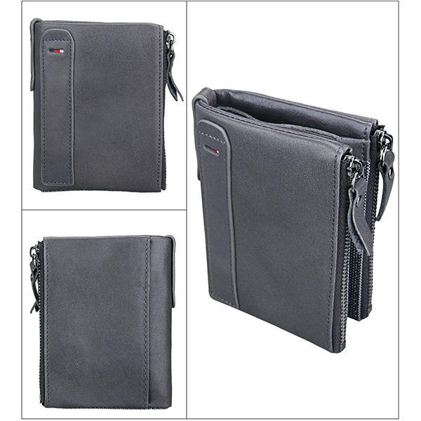 Men’s Genuine Leather RFID Wallet – Multi - Card & Coin Pockets, Zipper & Buckle Closure - VOTVO