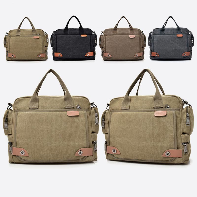 Messenger Bag for Men – Casual Canvas Multi-Pocket Crossbody Bag with Adjustable Strap