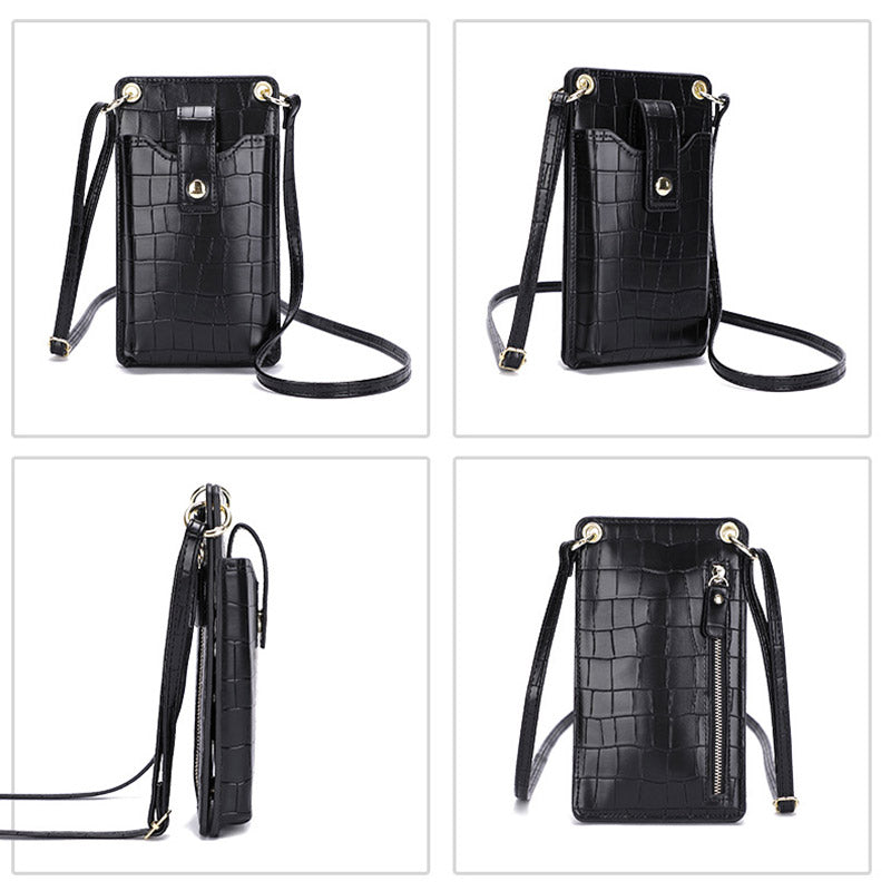 Leather Crossbody Phone Bag with Card Slots for Women – Compact Purse with Adjustable Strap