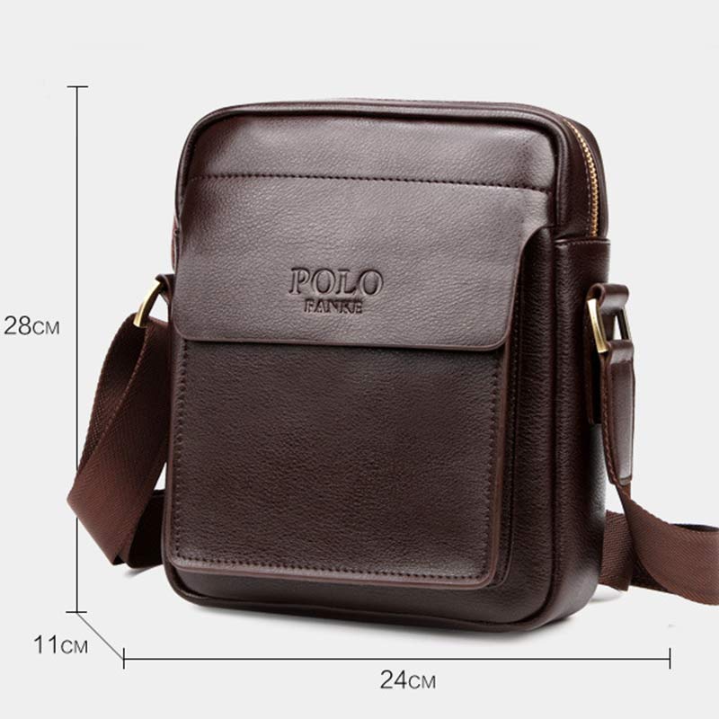 Men's Leather Crossbody Messenger Shoulder Bag for Work & Business – Small PU Leather Satchel