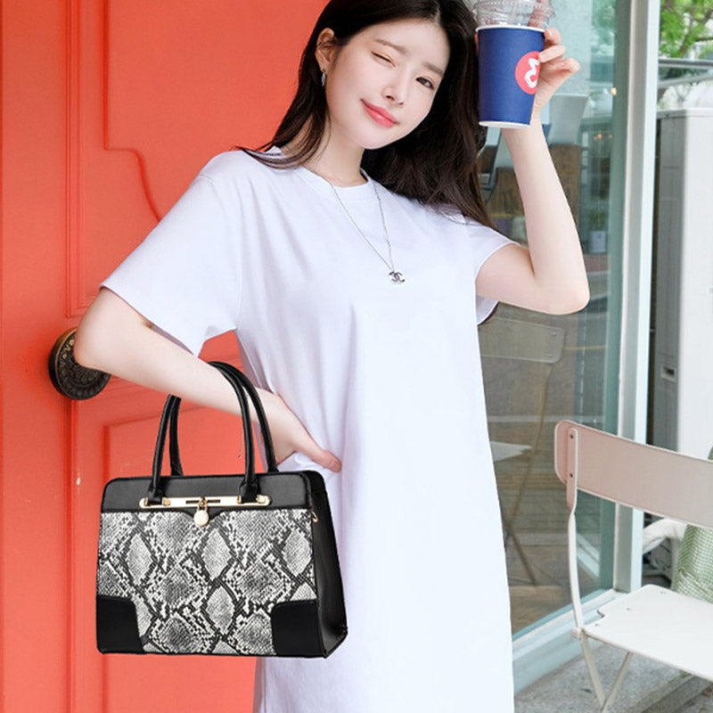 Vintage Women's Top-Handle Satchel Purses Work Tote Shoulder Bag with Long Strap