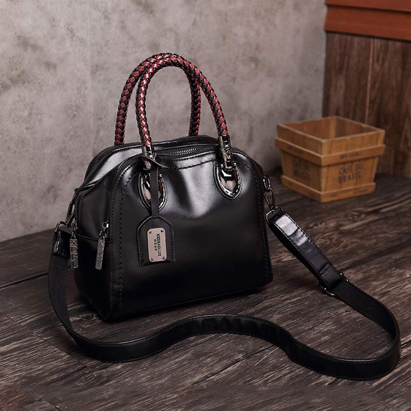 Vintage Leather Satchel Handbag – Top-Handle & Crossbody Strap