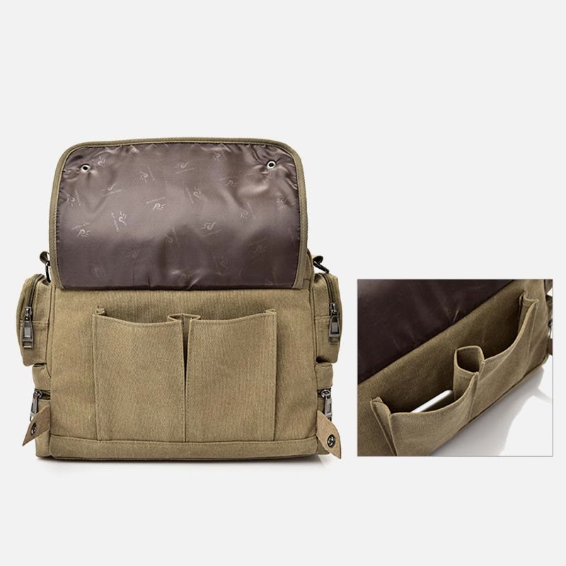 Messenger Bag for Men – Casual Canvas Multi - Pocket Crossbody Bag with Adjustable Strap - VOTVO