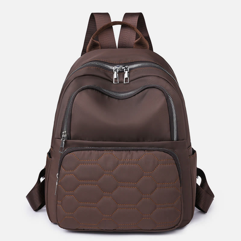 Quilted Nylon Backpack for Women – Stylish Solid Color Travel Daypack