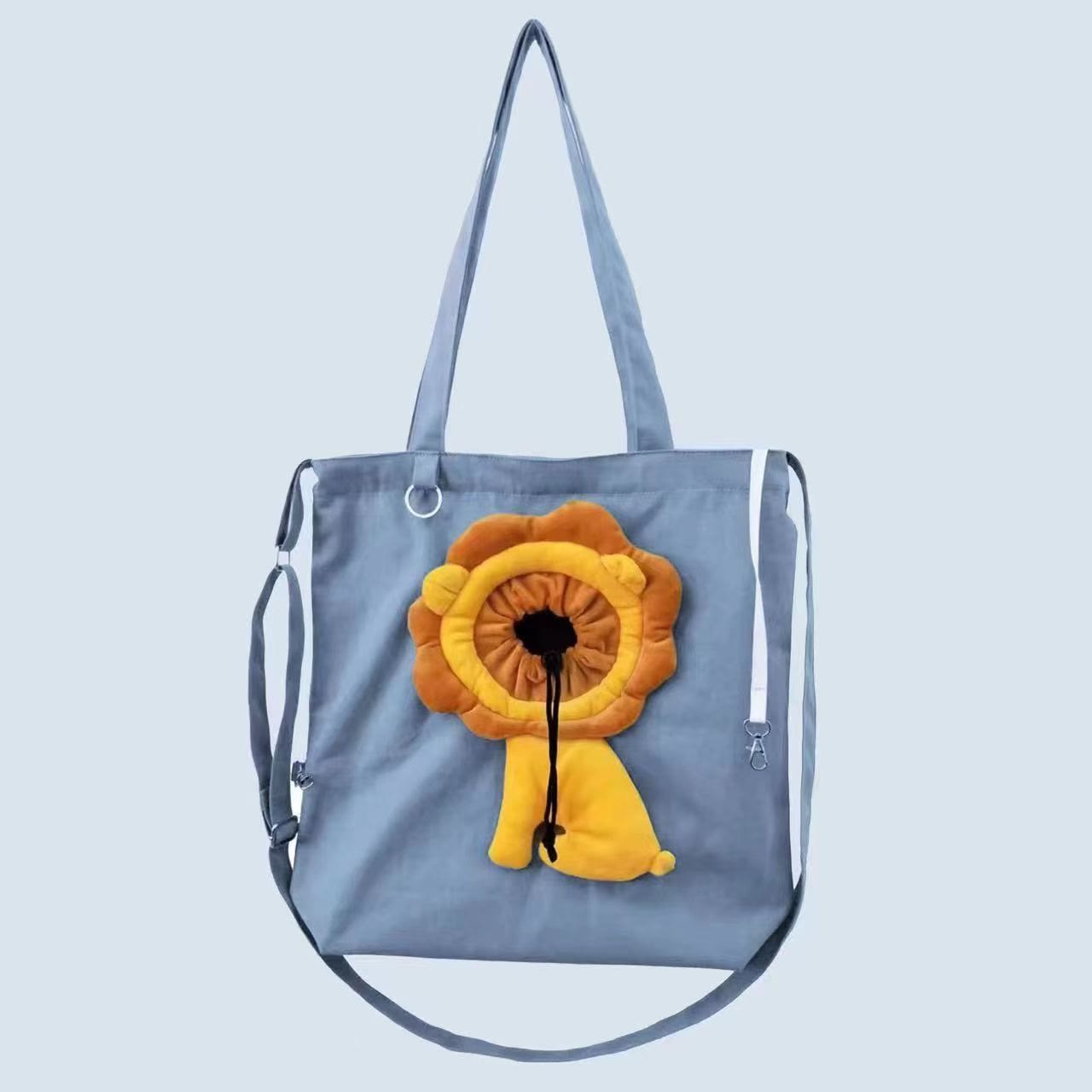 Pet Carrier for Small Animals - Travel Canvas Shoulder Bag with Cute Lion Design - VOTVO