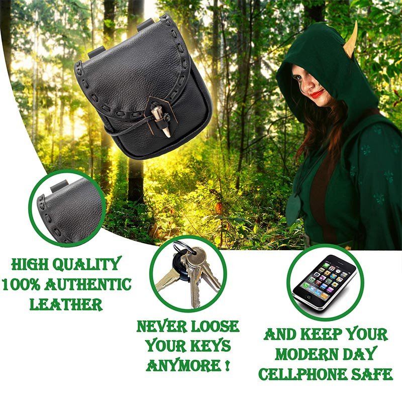 Renaissance Belt Pouch Holster - EDC Leather Waist Bag Cosplay Coin Purse - VOTVO