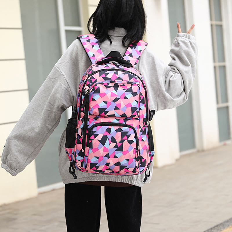 Rolling Wheels School Bag for Girls – Colorful Printing Backpack with Adjustable Straps & Two-Wheel Design