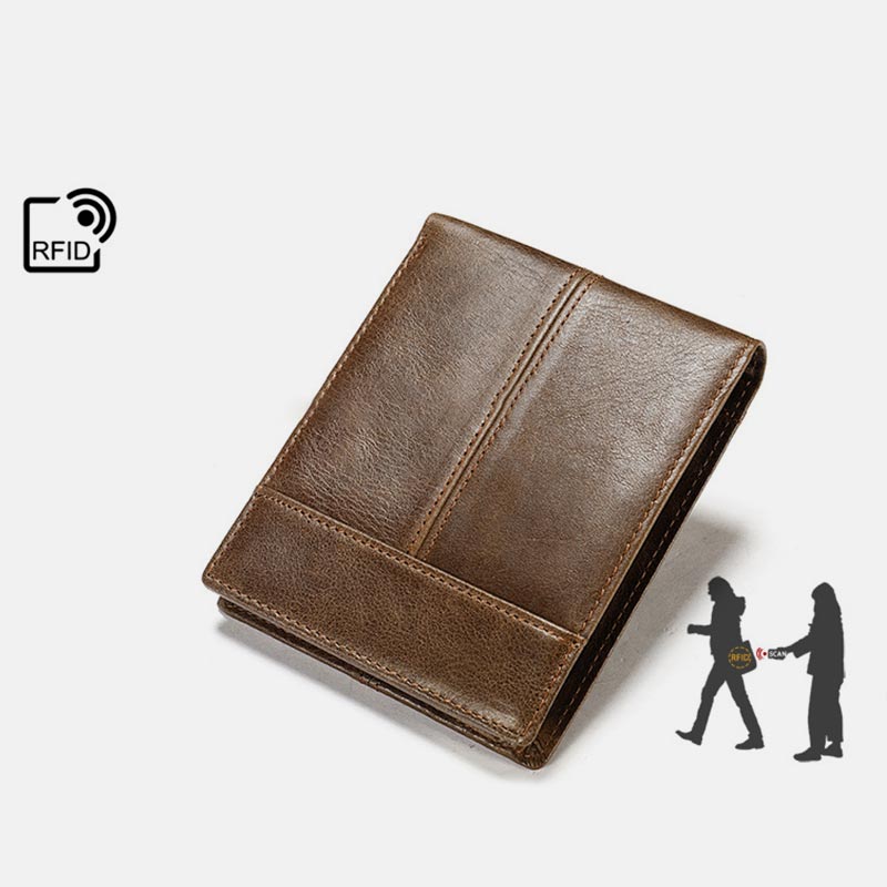 Retro Large Capacity RFID GenuineLeather Wallet