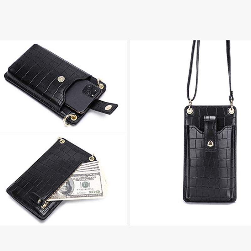 Leather Crossbody Phone Bag with Card Slots for Women – Compact Purse with Adjustable Strap