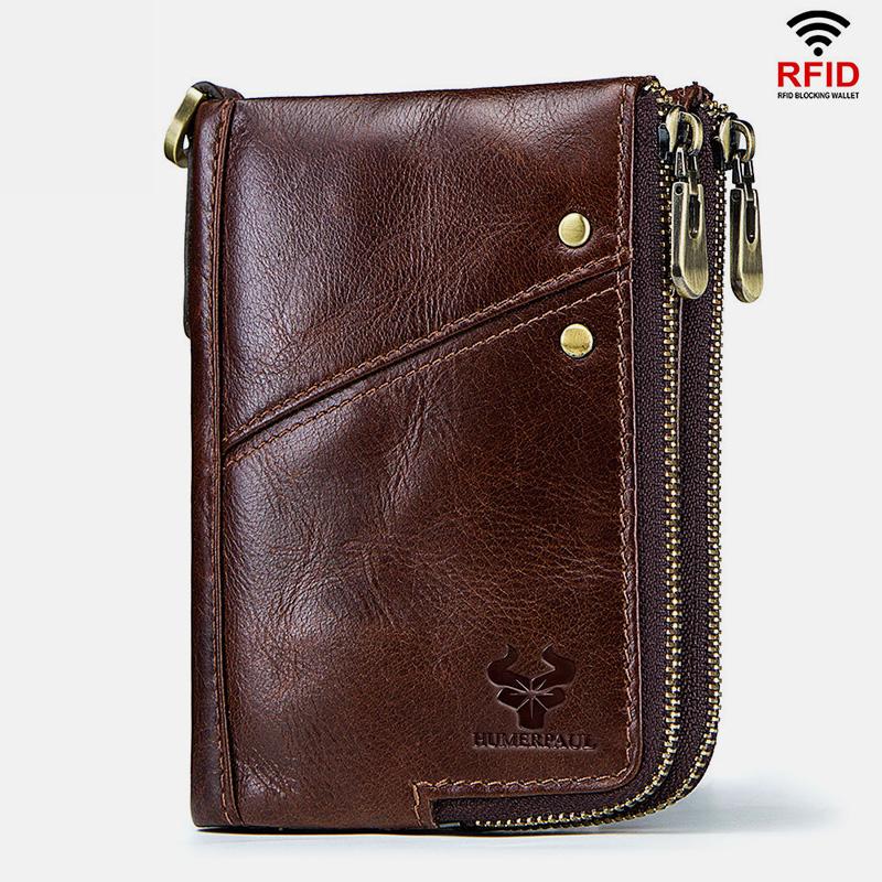 RFID Anti - theft Genuine Leather Multi - slot Bifold Wallet for Men - Stylish Business Wallet - VOTVO