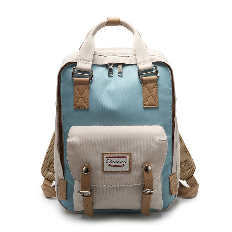 Large Capacity Colorblock Waterproof Backpack – School & Travel Laptop Bag