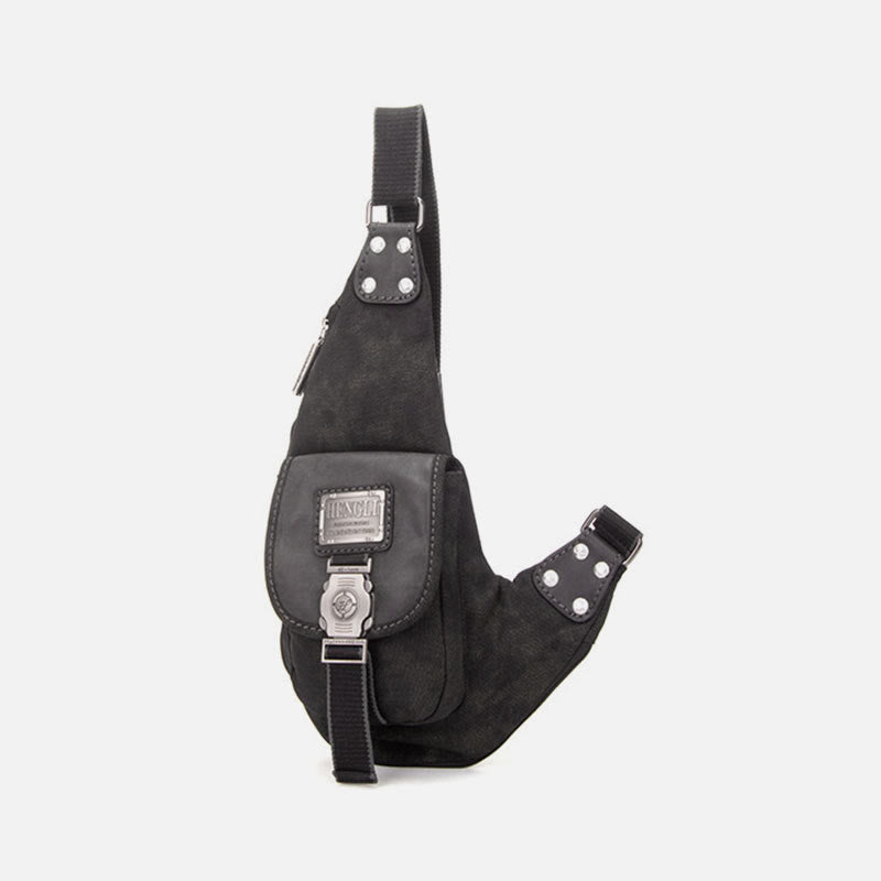 Multifunctional Canvas Chest Bag for Men – Leisure Crossbody Riding Bag