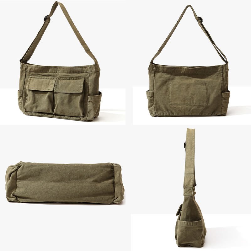 Multi - Pocket Canvas Crossbody Bag for Women | Retro Lightweight Shoulder Bag - VOTVO