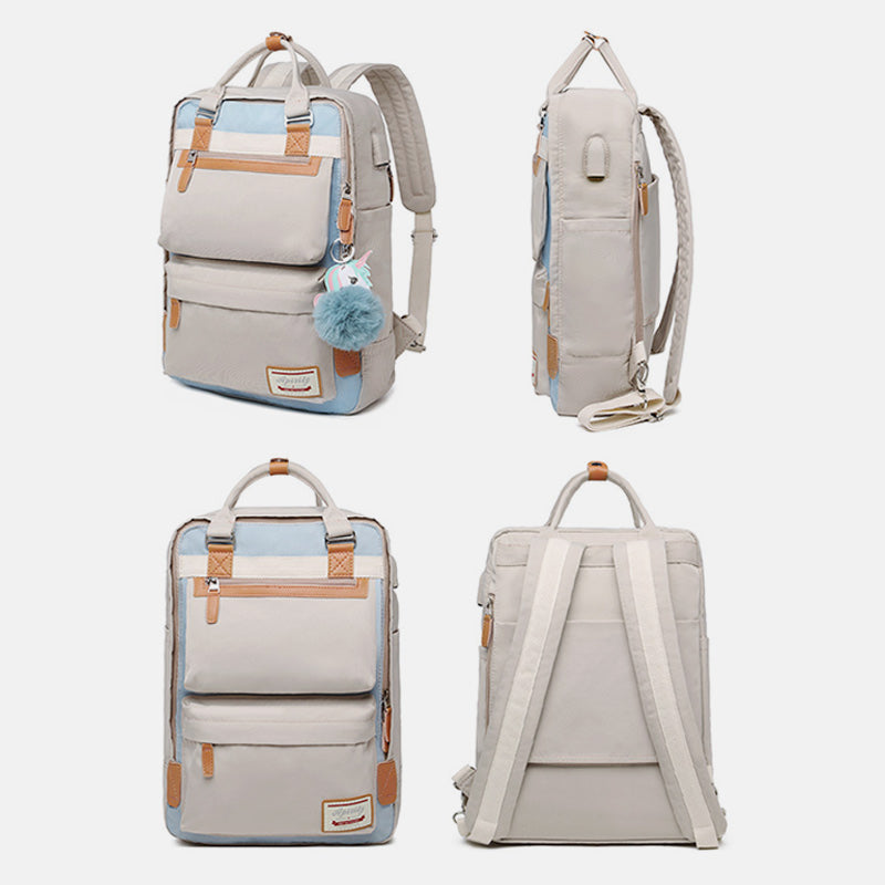 Multifunctional Large-Capacity British College Backpack with USB Charging Port